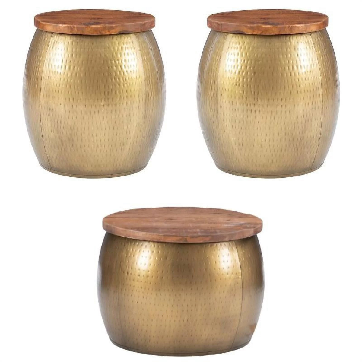 3-Piece Set with Metal Drum Table and 2 Drum Side Tables K86245