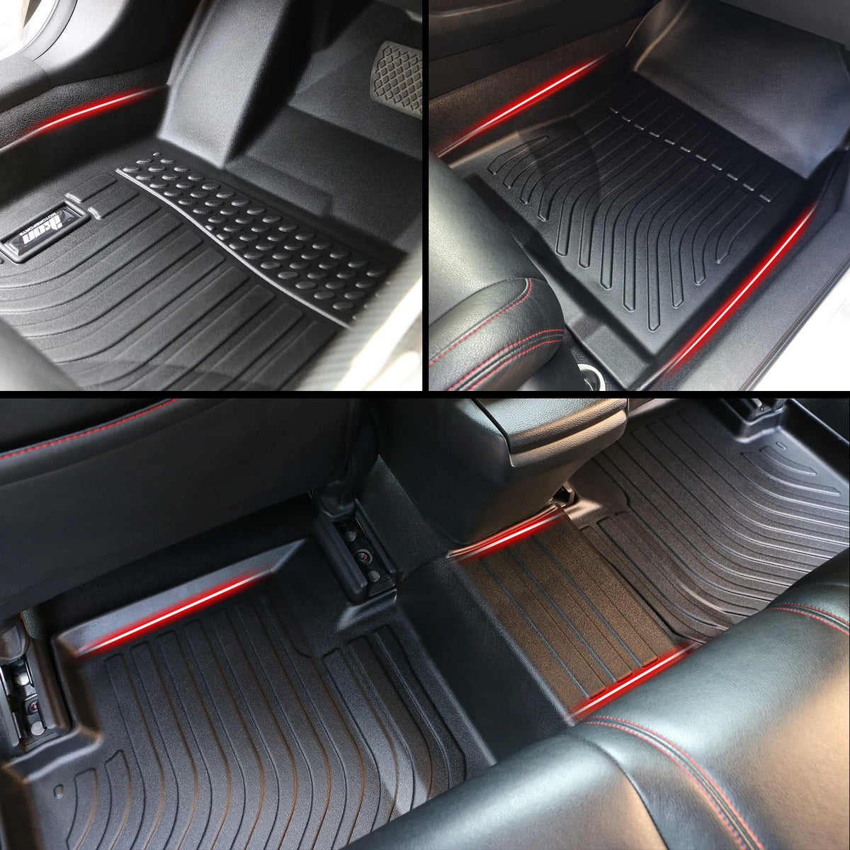 Black TPE 4PC Floor Mats for 2022-2023 Tesla Model X 6 Seats P30048