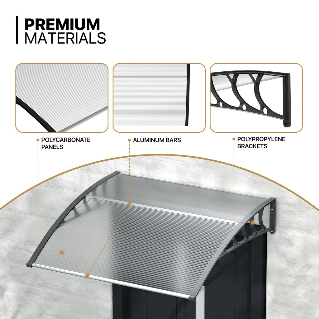Clear Polycarbonate Door Canopy with Black Bracket T1605