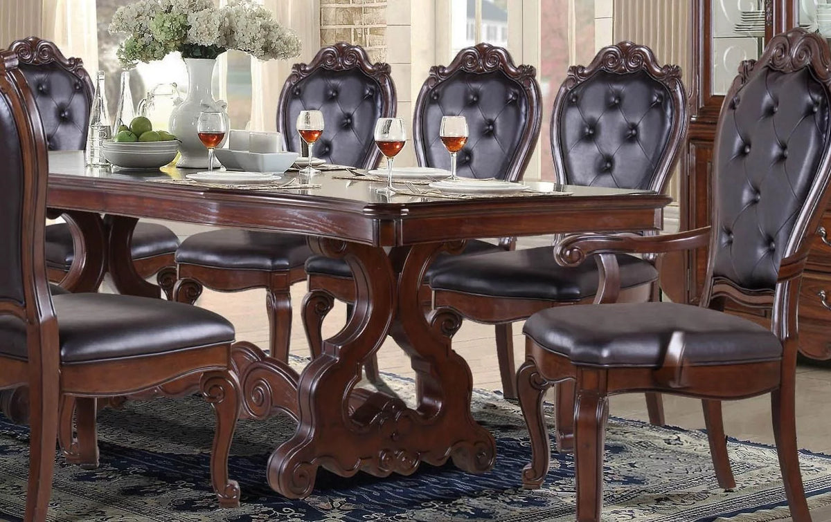 Carved Wood Double Pedestal Dining Table O292