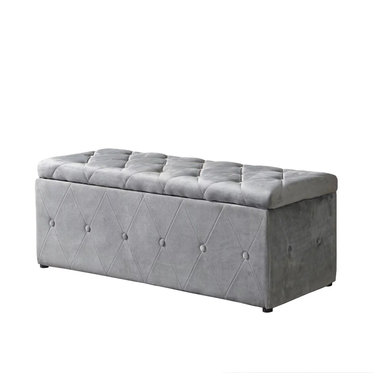 Rectangular Velvet Ottoman Storage with Lids Gray U66789