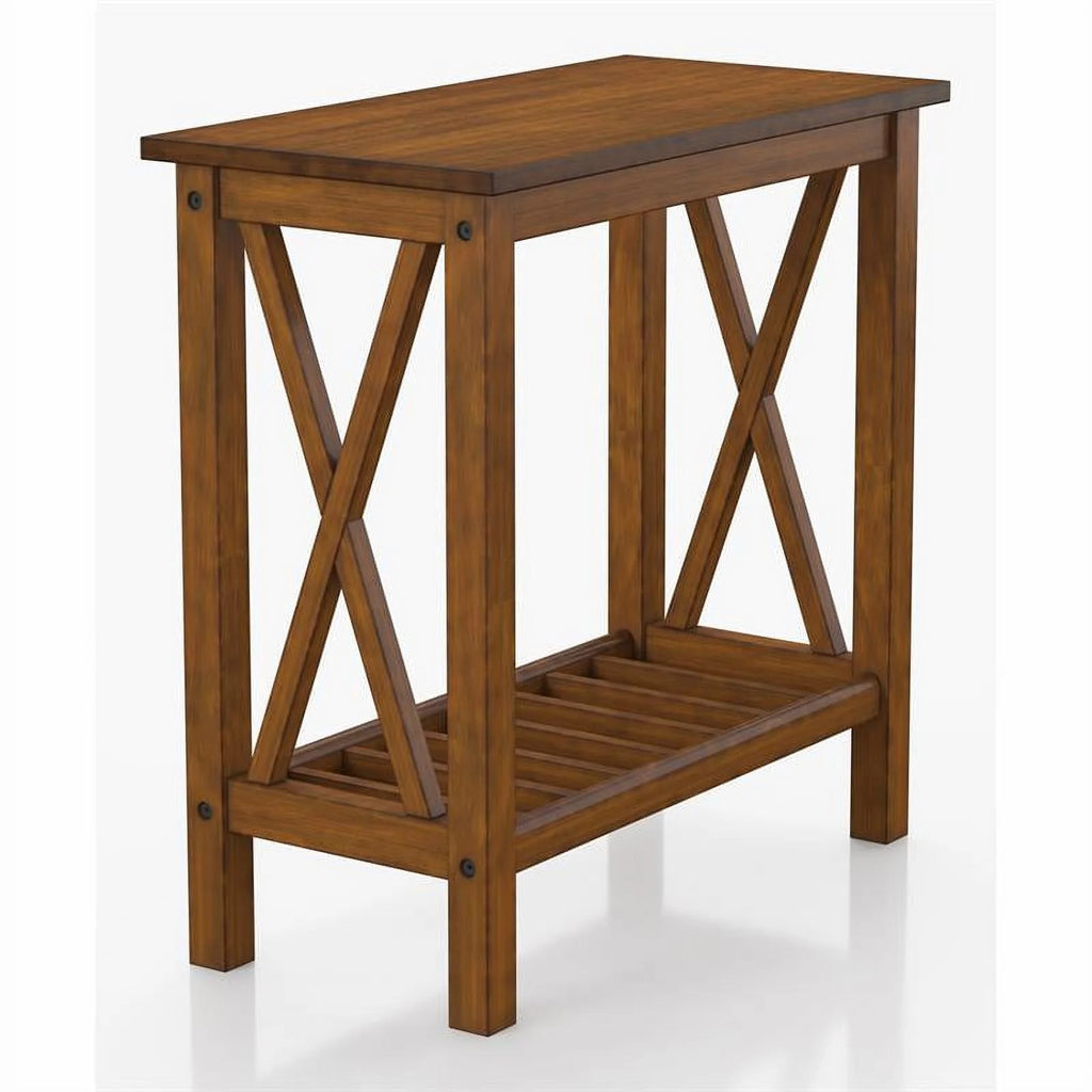 Medium Oak Wood Side Table Set of 2 A37125