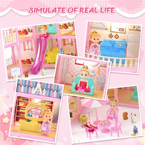 4-Story 15 Rooms Doll House with 2 Dolls O66852