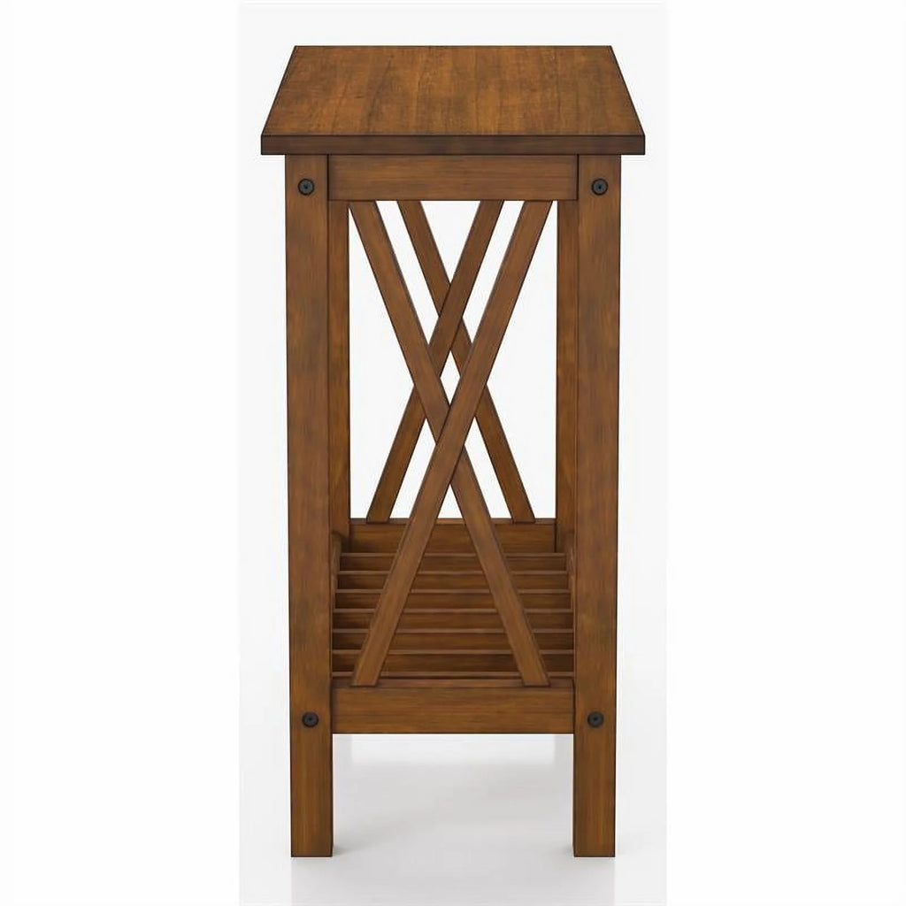 Medium Oak Wood Side Table Set of 2 A37125