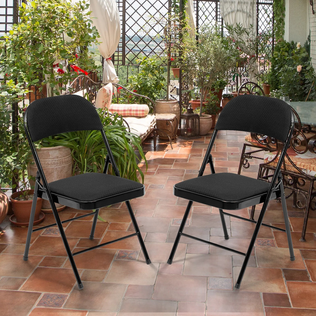 Black Fabric Upholstered Folding Chairs 6 Pack R839818