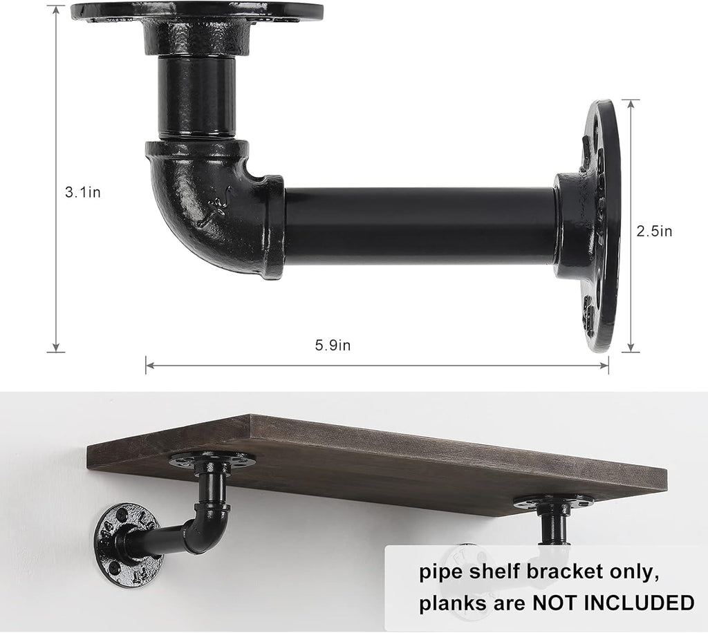 Cast Iron Heavy Duty Elbow Pipe Shelving Brackets (6) U5545