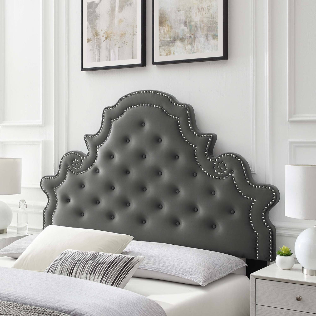 Twin Headboard Charcoal Velvet E96920