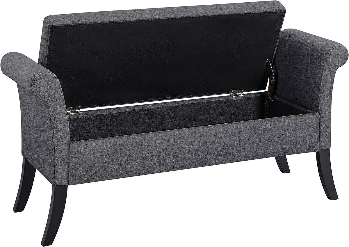 Light Gray Polyester Storage Bench with Lid O37750
