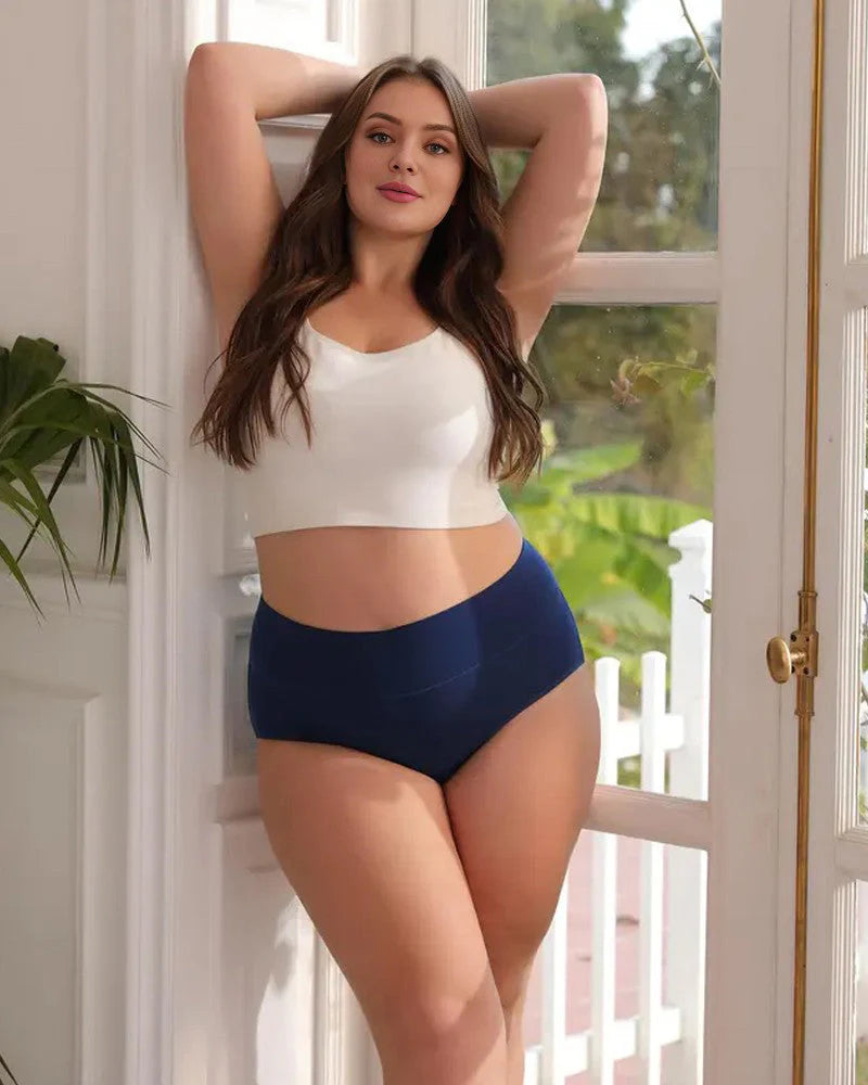 High-Waisted Full Coverage Cotton Briefs 4 Pack V237