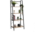 Vintage 4 Tier Ladder Shelf Metal and Wood Bookcase P917647