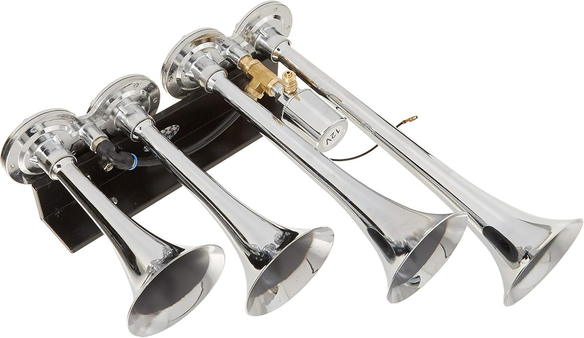 Chrome 4 Trumpet Train Air Horn Pack of 2 F16793