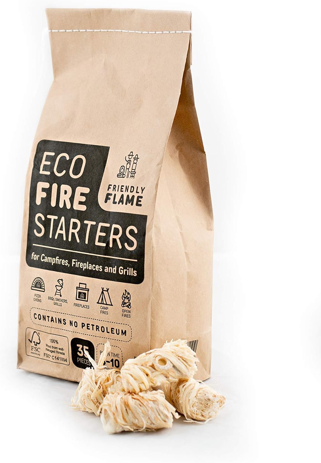 35pcs Natural Wood and Wax Firestarters N112