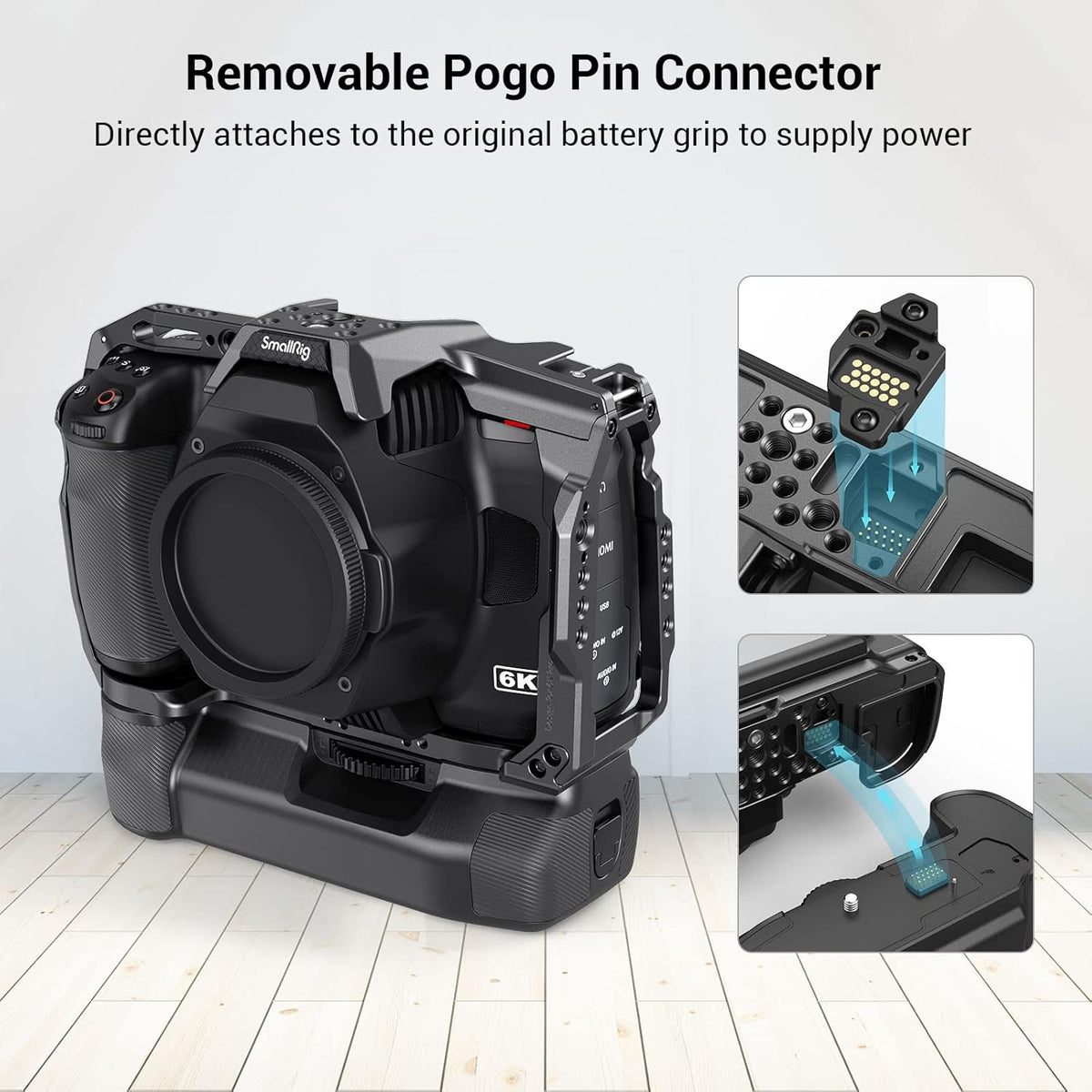 Full Cage for BMPCC 6K Pro with Built-in Removable Pogo Pin Connector X515487
