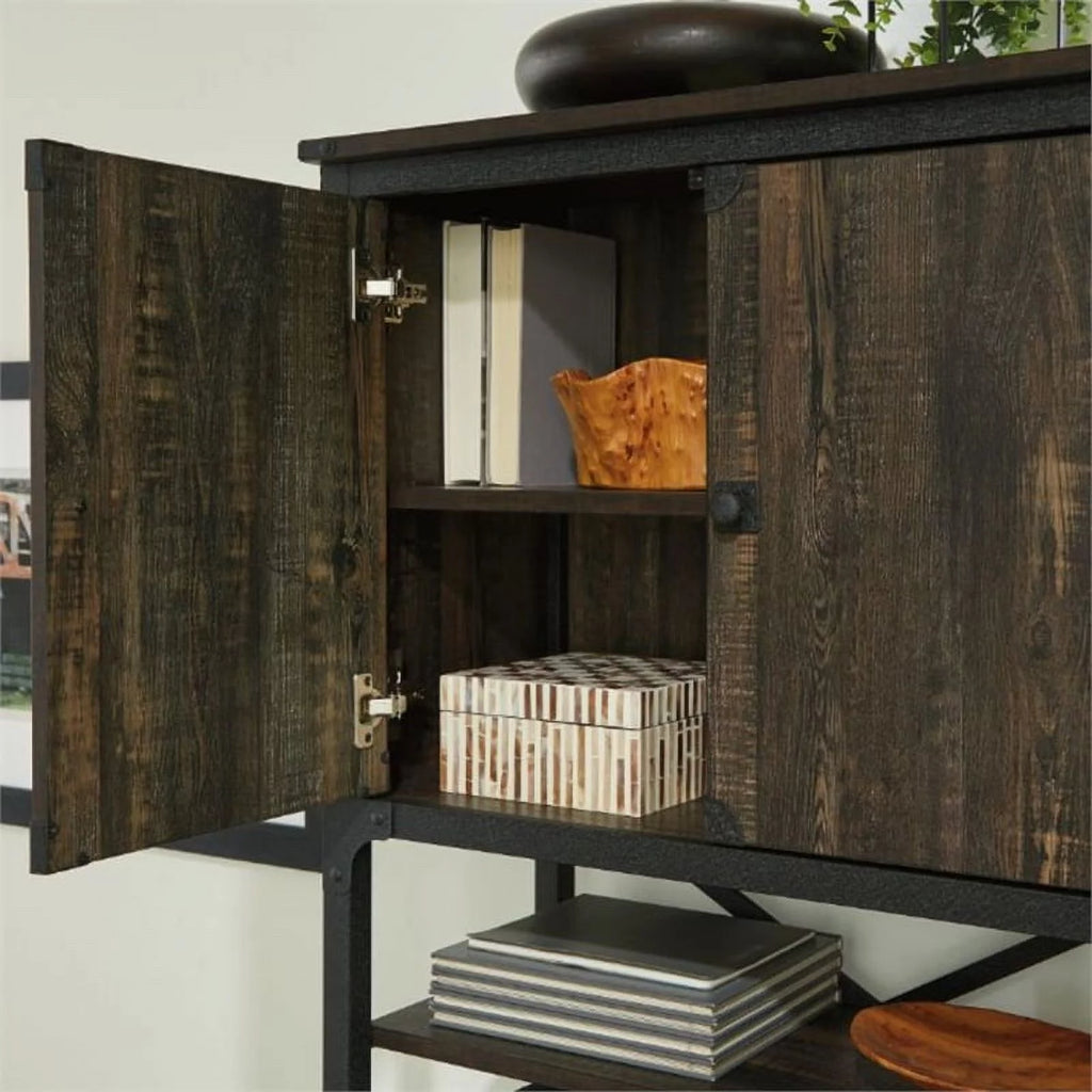 Engineered Wood Library Hutch in Carbon Oak Finish O102
