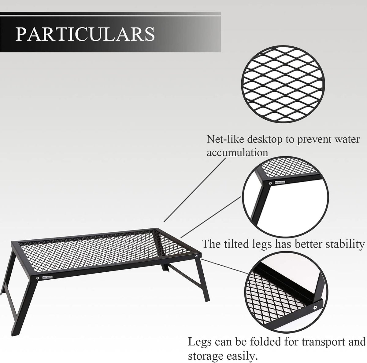 Folding Campfire Grill Heavy Duty Steel Grate O134265