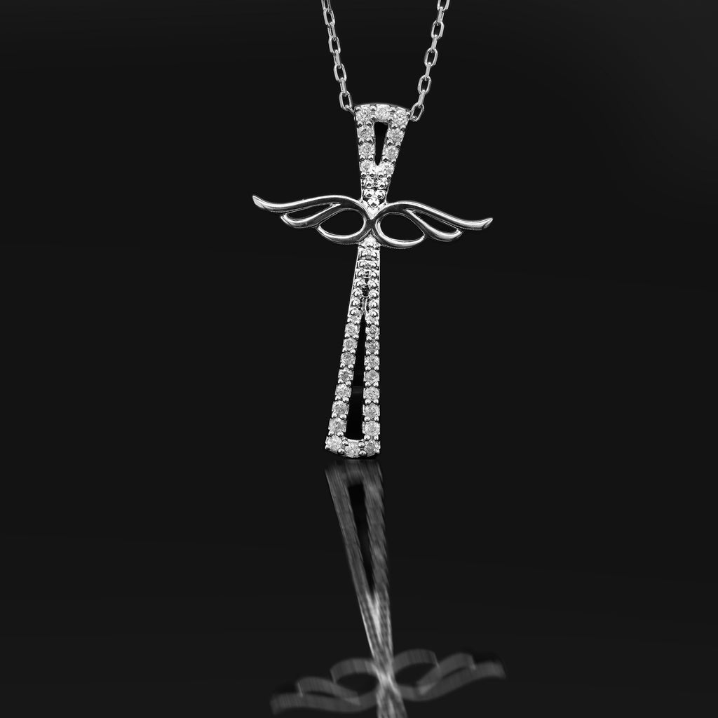 18K White Gold Diamond Cross Necklace Z943186