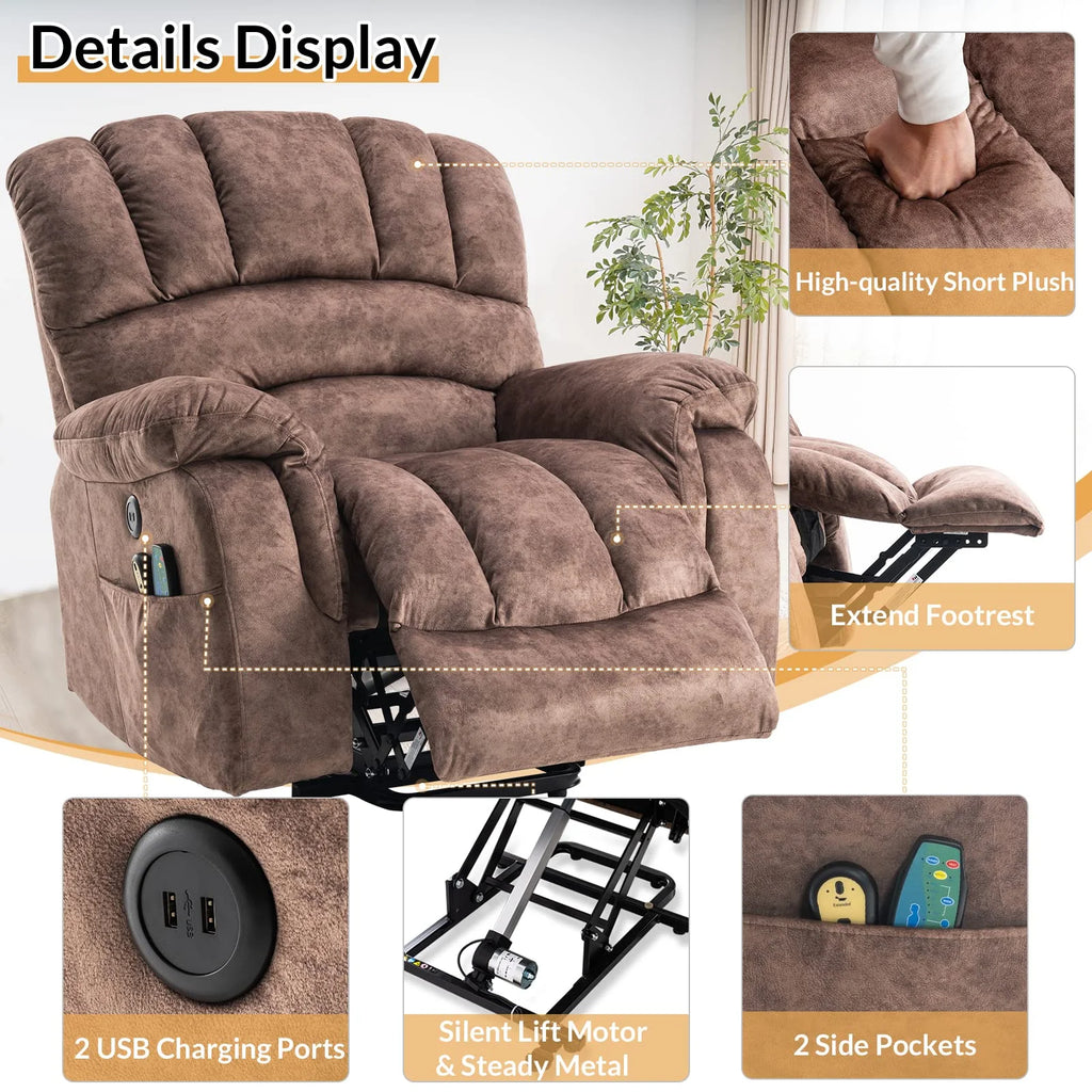 Large Power Lift Recliner with Massage and Heat T328916