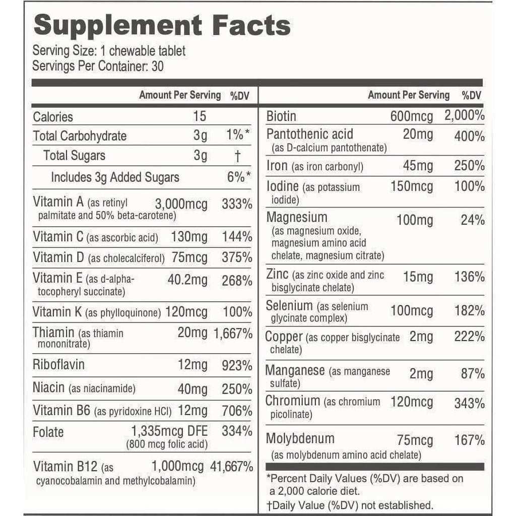 Chewable Bariatric Multivitamin with Iron and Calcium Citrate P755