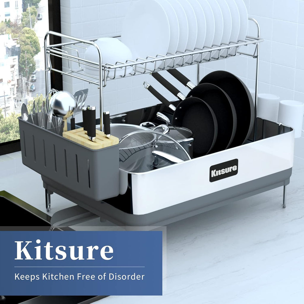2-Tier Dish Drying Rack with Drainboard Q497