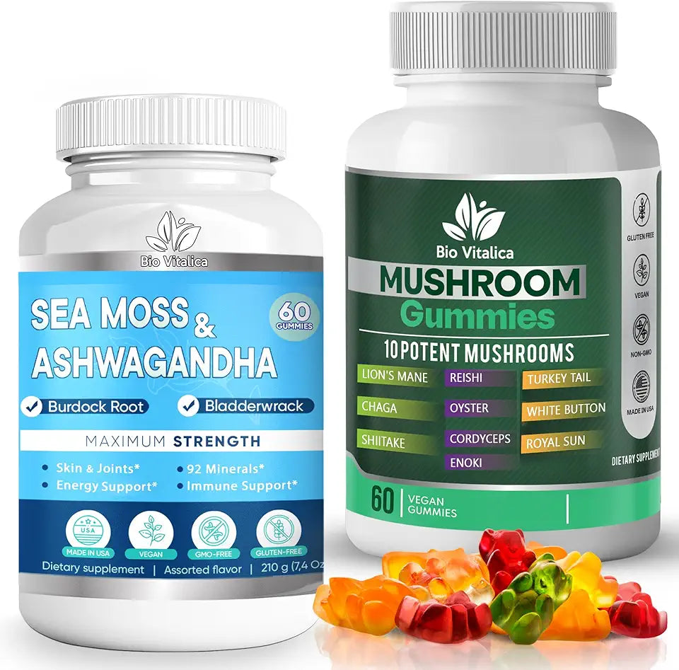 Sea Moss Ashwagandha Gummies & Mushroom Gummies Bundle L1733