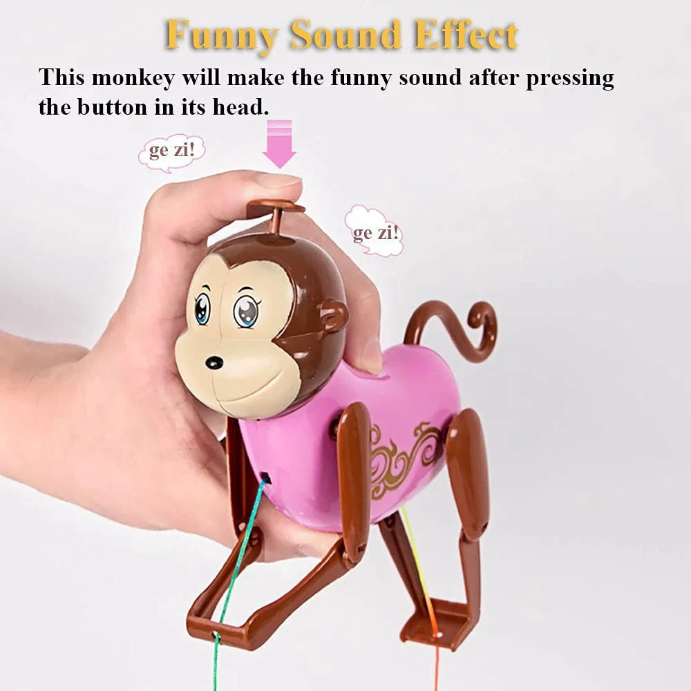 Pink Pull String Climbing Monkey Toy R736