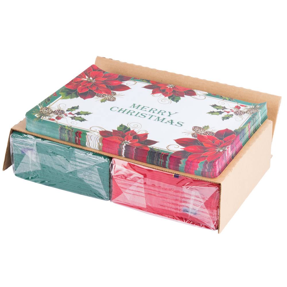 10x22 x 14x22 Merry Christmas Placemat Combo Pack - 250/Case W11039