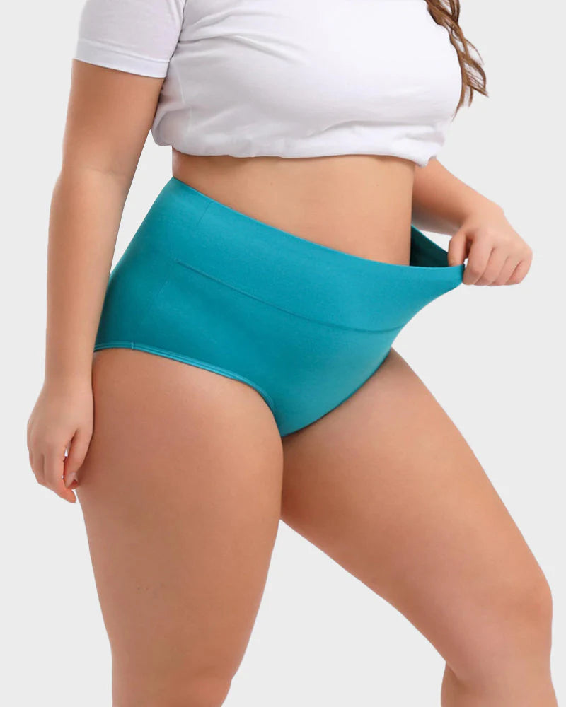 High-Waisted Full Coverage Cotton Briefs 4 Pack V237
