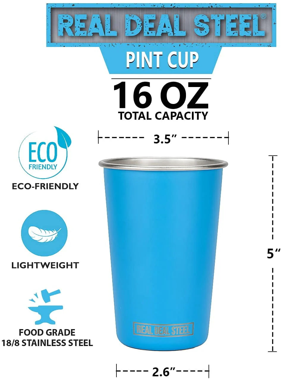 Stainless Steel Pint Cups 16oz Set of 4 Stackable Multicolor Tumblers K647