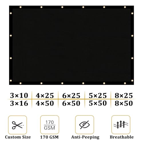4' X 50' Heavy Duty 170 GSM Fence Privacy Screen Black F16134