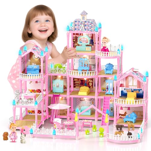 4-Story 15 Rooms Doll House with 2 Dolls O66852