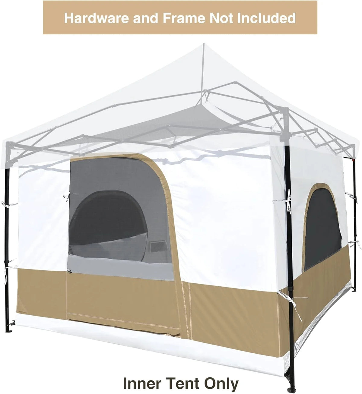 10' x 10' Khaki Camping Inner Tent Square Tent with Full Floor W257387
