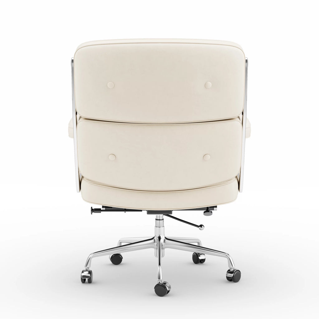 White Genuine Leather Office Chair J440