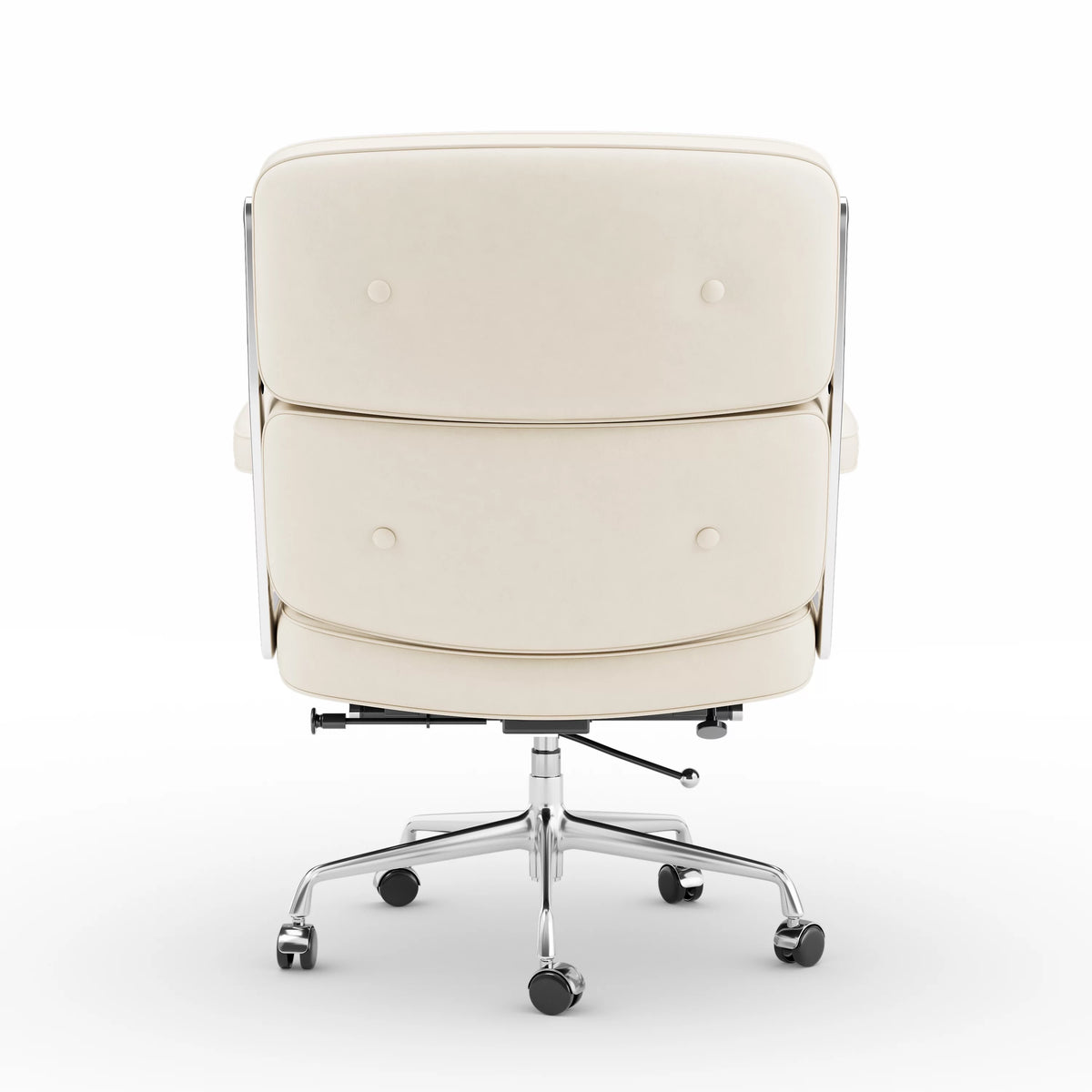 White Genuine Leather Office Chair J440