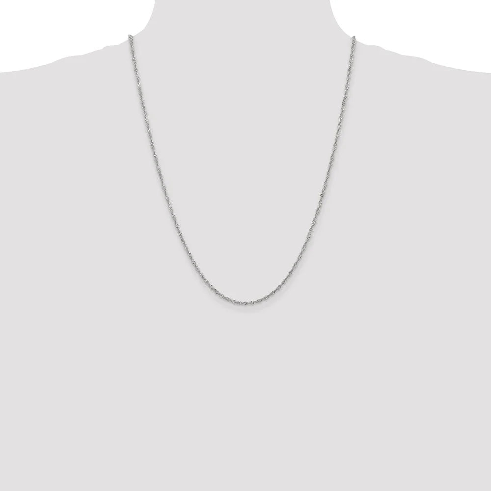 14kt White Gold Singapore Chain 24 inch Lobster Clasp P9521