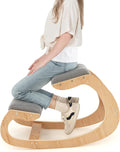 Ergonomic Kneeling Chair with Cushion Solid Wood Frame Gray A7259