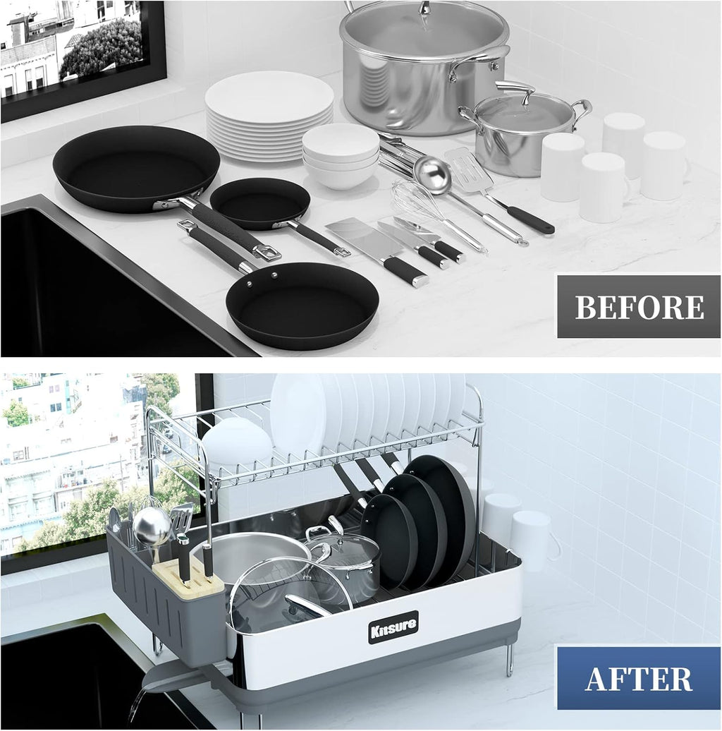 2-Tier Dish Drying Rack with Drainboard Q497