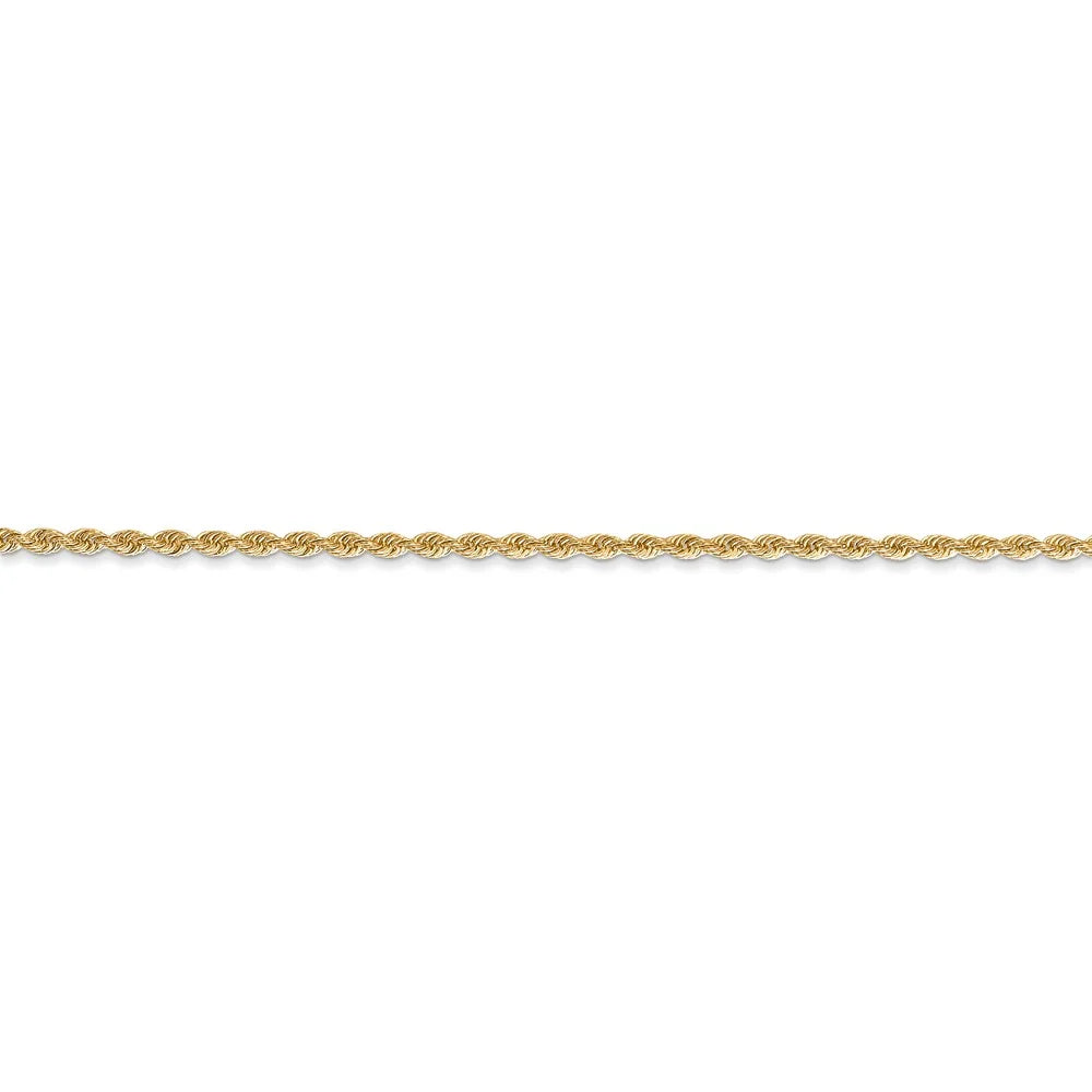 14kt Yellow Gold 1.6mm Solid Rope Chain 22 inch Lobster Clasp D622268