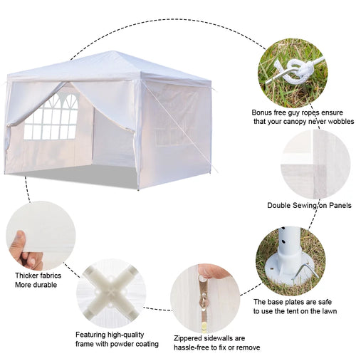 10' x 10' White 4 Sides Waterproof Tent V640227