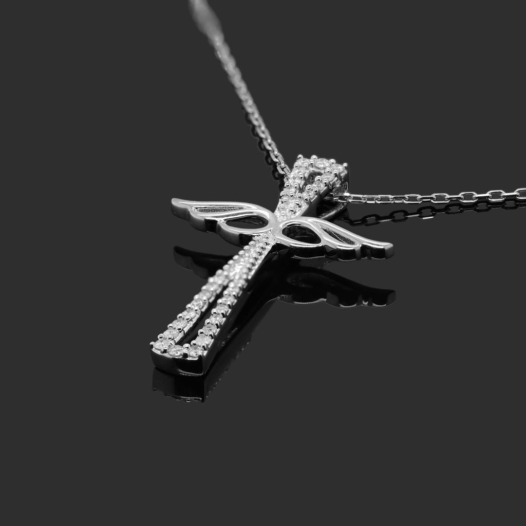 18K White Gold Diamond Cross Necklace Z943186