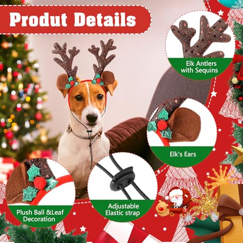 2 Pack Dog Christmas Antlers Headbands U3937
