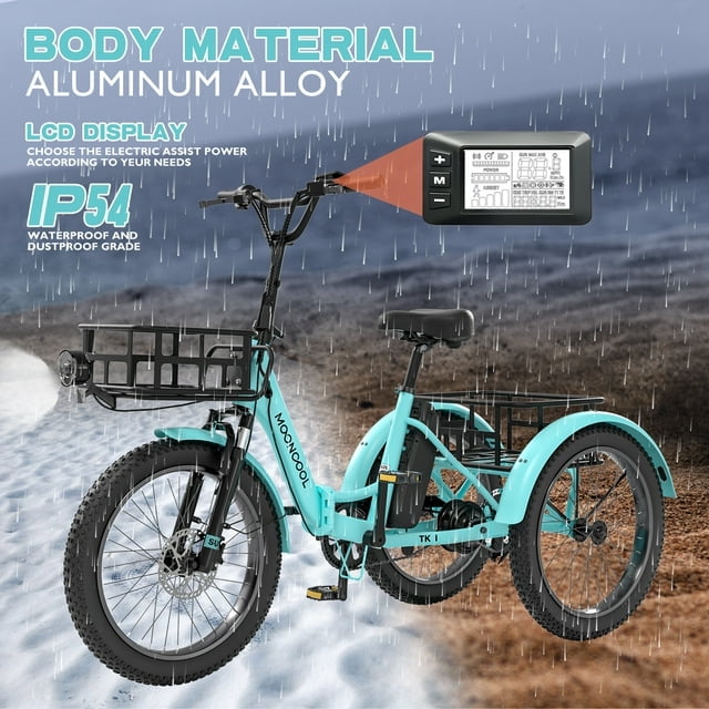 Electric Folding Tricycle with 500W Motor, 48v 14.5Ah Battery, 20*3in Fat Tires F18016