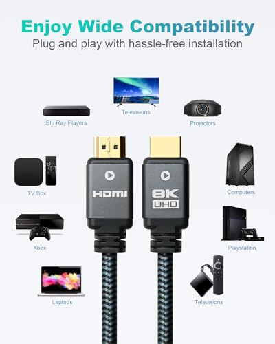 8K HDMI Cable 6.6ft 3 Pack Nylon Braided Q2094