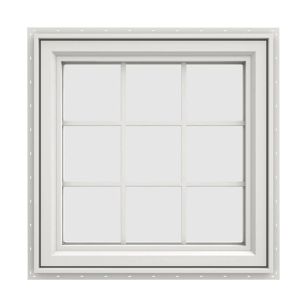 White Vinyl Left-Handed Casement Window with Colonial Grids V859
