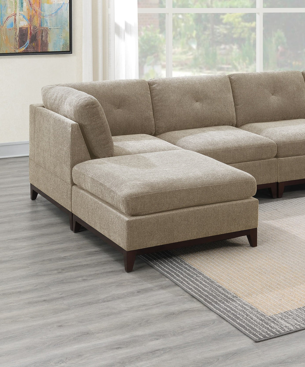 Chenille Camel U-Sectional Sofa Set 6pcs D316252