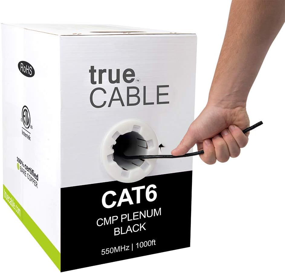 Cat6 Plenum 1000ft Yellow 23AWG 4 Pair Solid Bare Copper Bulk Ethernet Cable V281278
