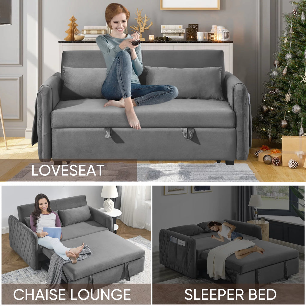 Gray 2-Seat Futon Sofa Bed Q2498