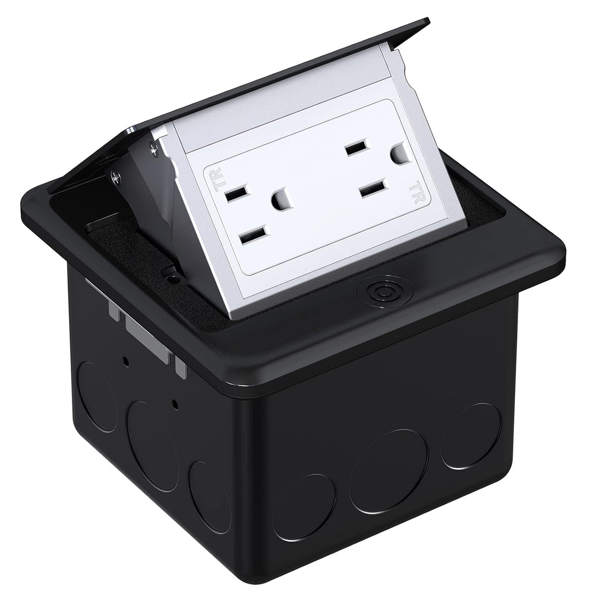 Brushed Nickel Pop Up Floor Outlet Box with Tamper-Resistant Receptacle, Pack of 2 F30374