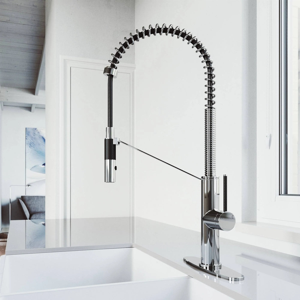 Chrome Magnetic Kitchen Faucet with Deck Plate A2099