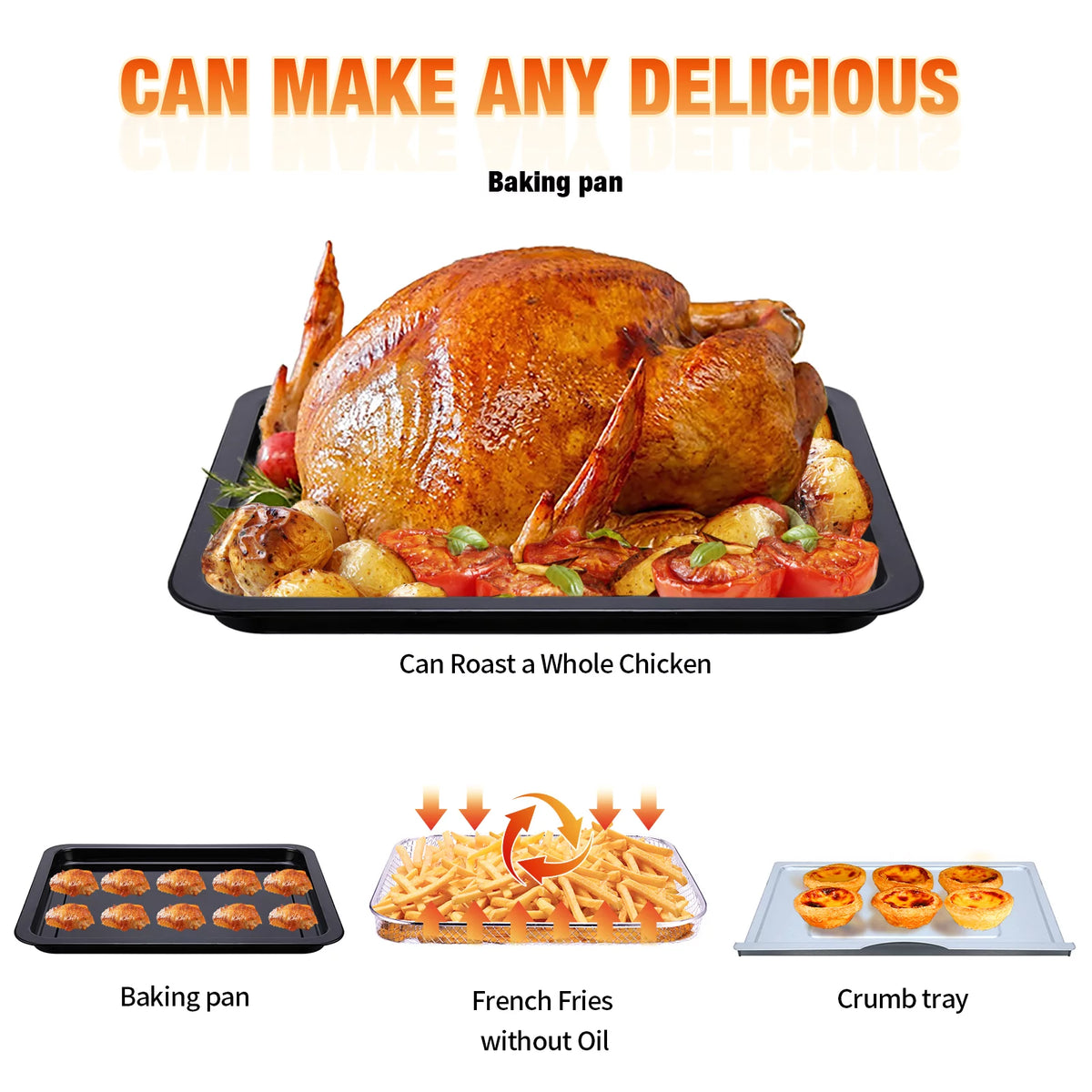 10QT Air Fryer Toaster Oven Convection Rotisserie Dehydrator T5133