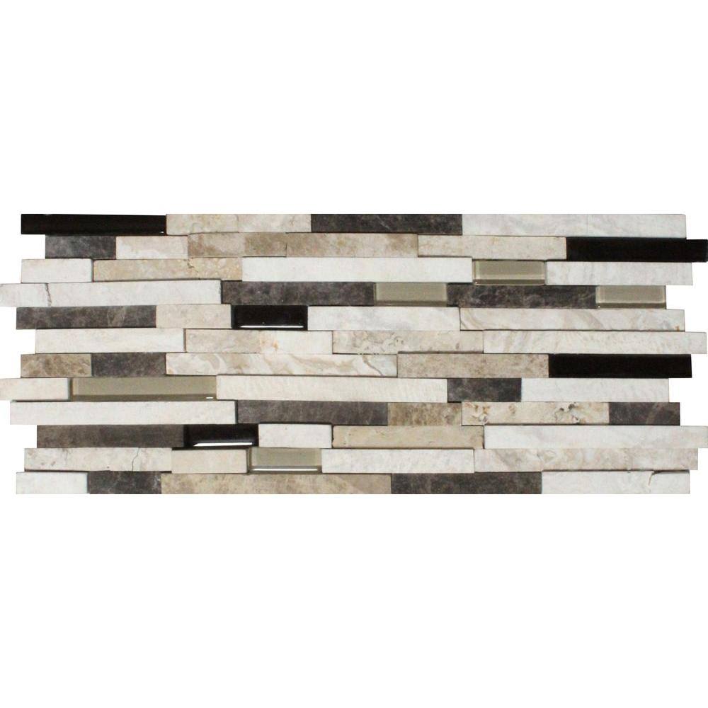 8mm Interlocking Glass and Stone Mesh-Mounted Mosaic Tile Z98752